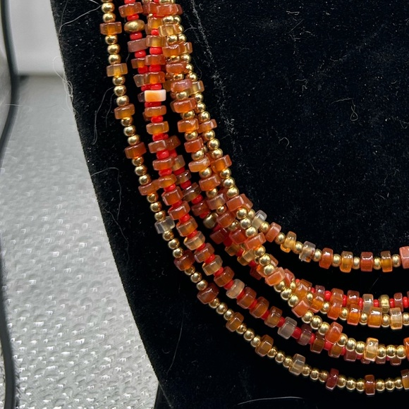 NWOT cold Water Creek - Multi-layer Beaded Orange and yellow beaded Necklace. - Picture 2 of 4